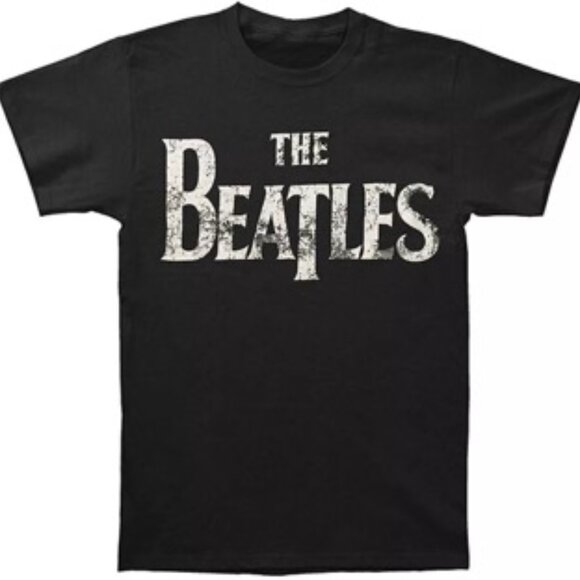 Beatles Men's Distressed Logo Slim Fit Men's T-Shirt Black - Picture 1 of 1